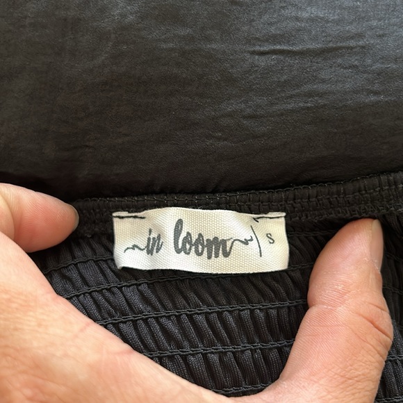 Pinkblush Black Smocked V Neck Flutter Sleeve Maternity Midi Dress - Picture 9 of 10